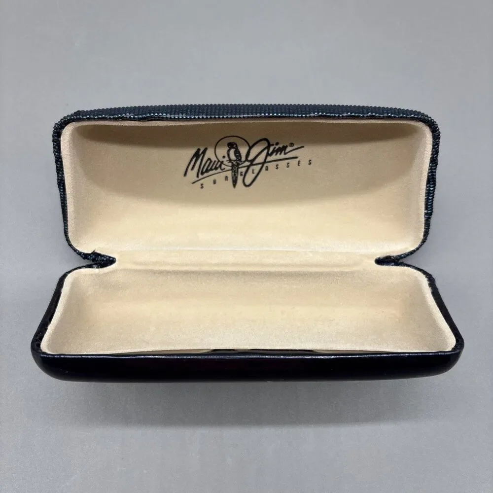 Maui Jim Sunglasses Hard Case Navy Blue Textured Clamshell Logo Eyeglasses